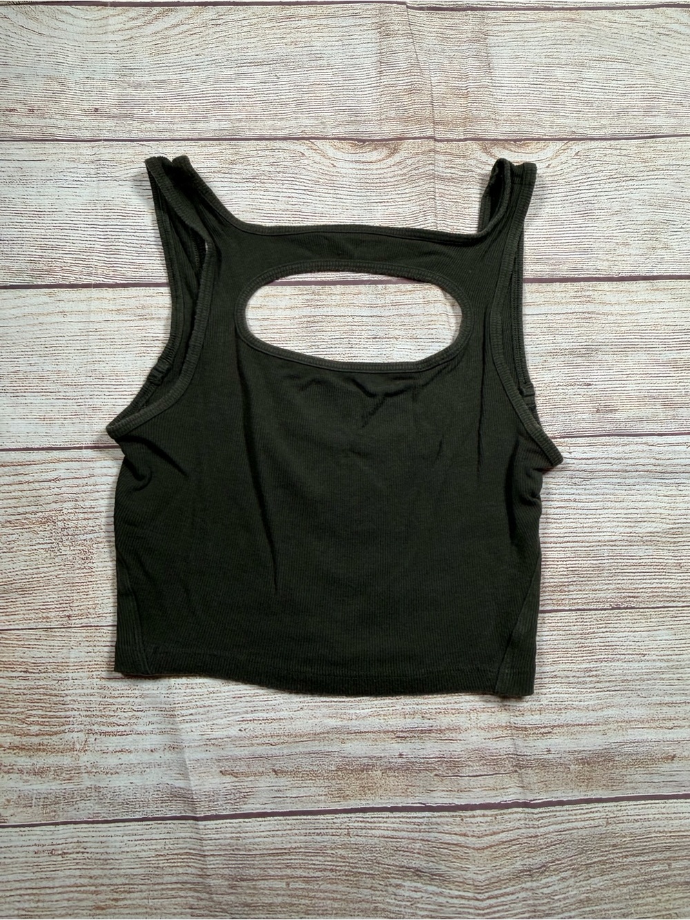 Lululemon LA Front Cut-Out Crop Tank - Olive Green